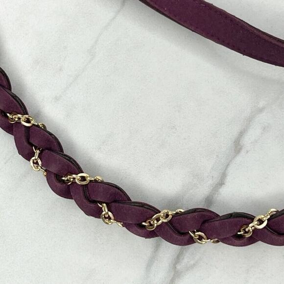 Purple Faux Suede Gold Tone Chain Woven Tie Belt One Size OS - Picture 7 of 12